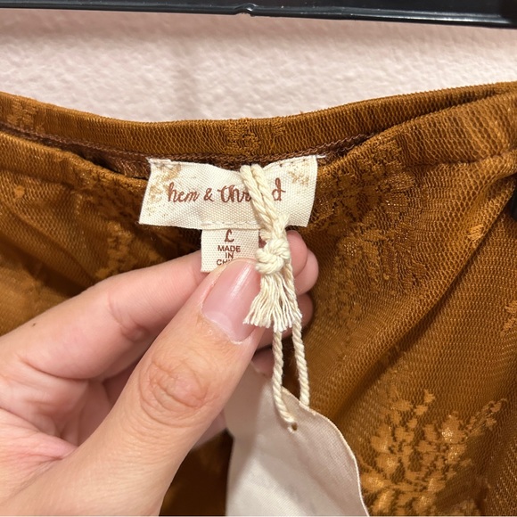 Hem & Thread Asymmetrical Rust Brown Skirt - Picture 4 of 6